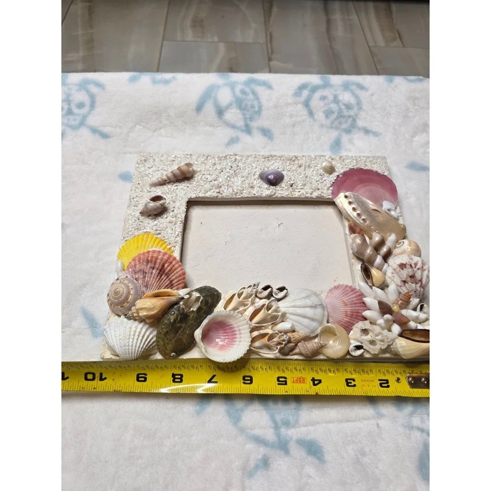 Vintage Seashell Picture Frame Coastal Beach Decor‎ Handcrafted Shell Art 5x3.5